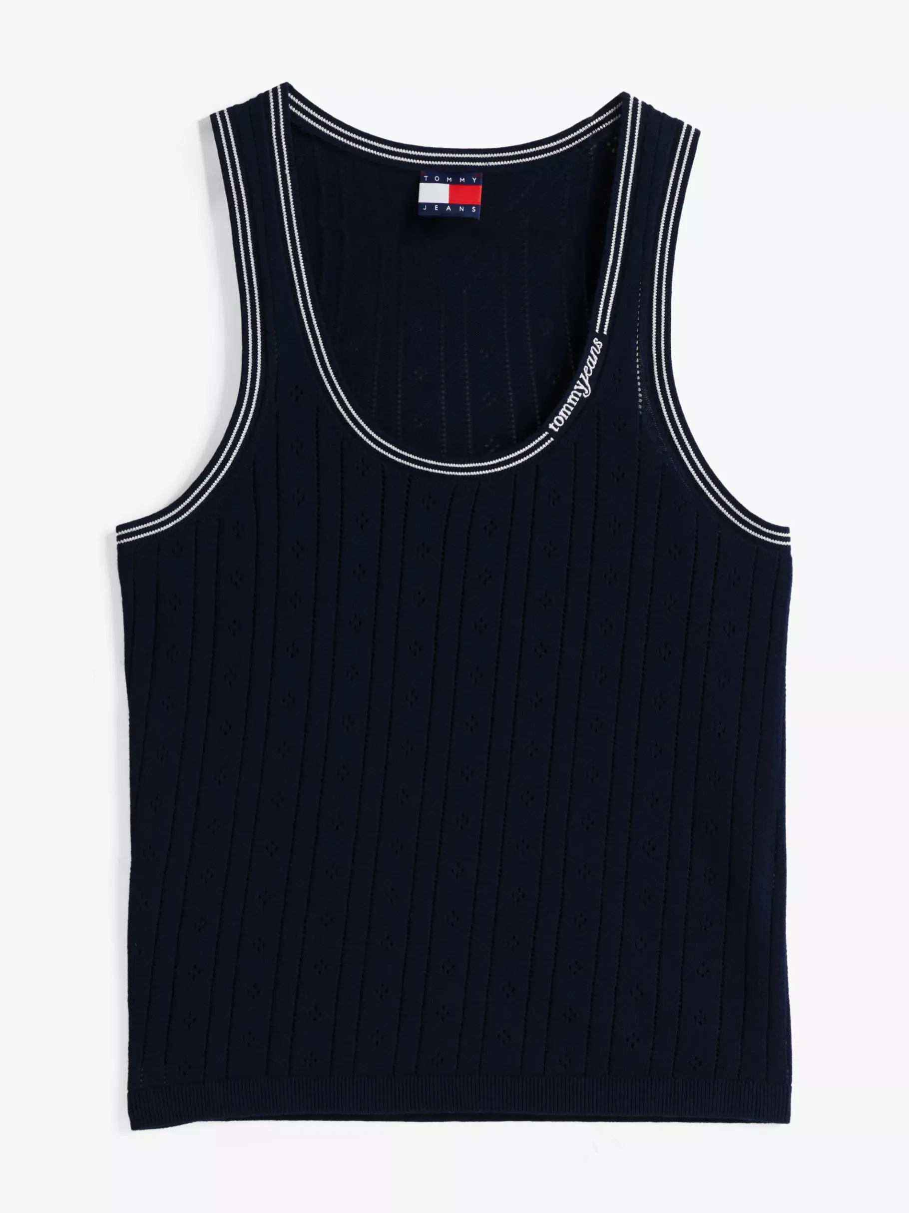 Tommy Hilfiger Slim Fit Tanktop mit Pointelle-Muster DARK NIGHT NAVY Clearance