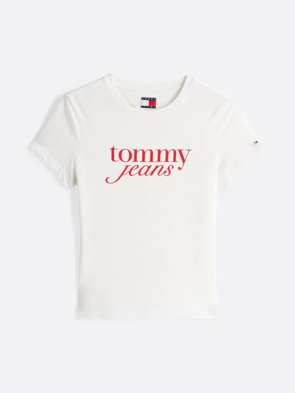Tommy Hilfiger Slim Fit T-Shirt mit Logo ECRU Sale