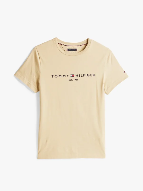Tommy Hilfiger Slim Fit T-Shirt mit Logo-Stickerei SANDALWOOD New