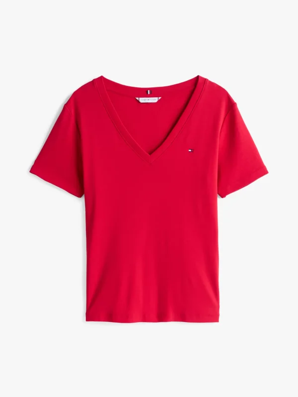 Tommy Hilfiger Slim Fit T-Shirt mit V-Ausschnitt PRIMARY RED Best Sale