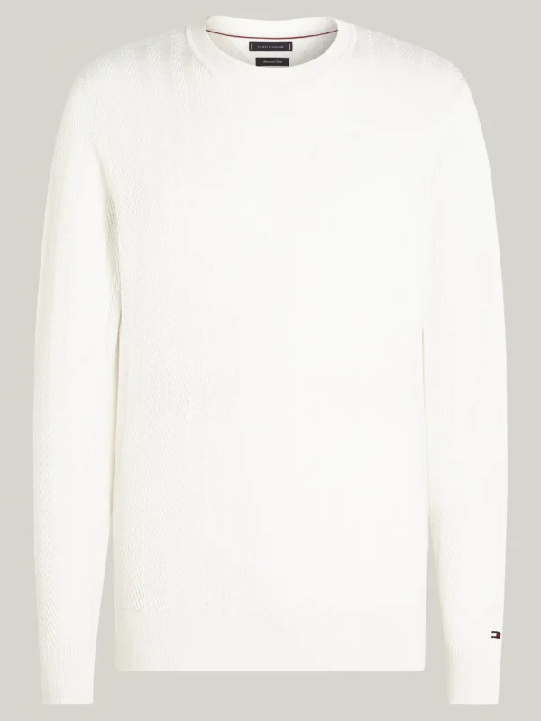 Tommy Hilfiger Smart Casual Fischgrät-Pullover IVORY Discount