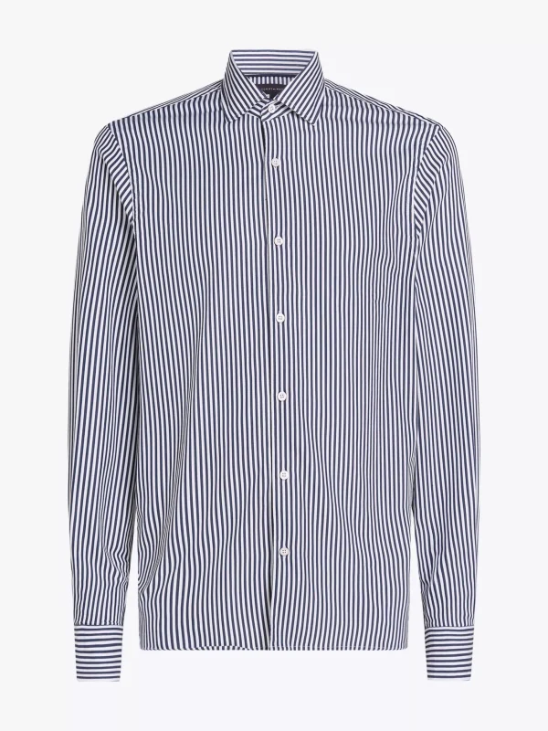 Tommy Hilfiger Smart Casual Slim Fit Popeline-Hemd MID BLUE / OPTIC WHITE Cheap