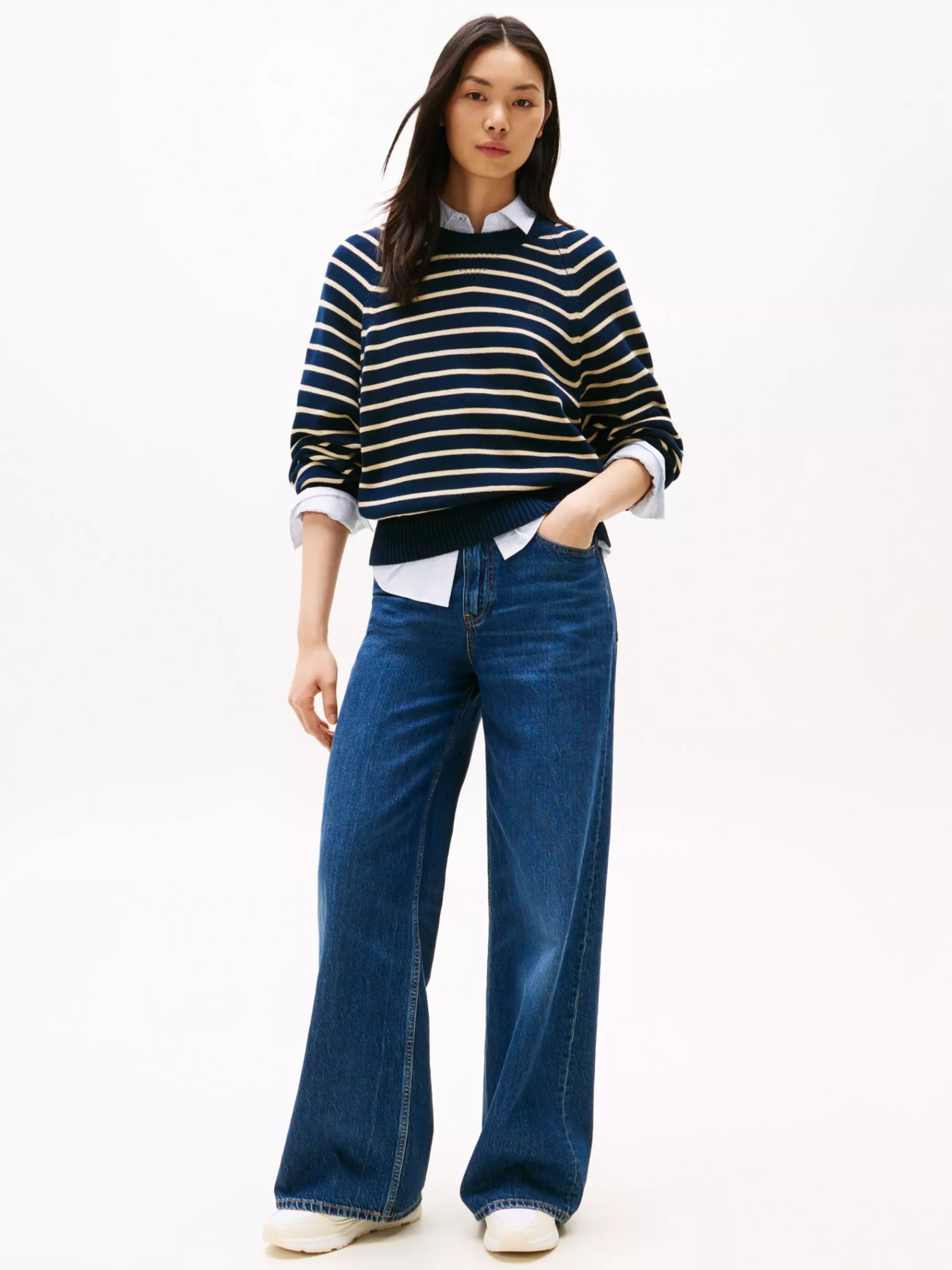 Tommy Hilfiger Sneaker aus Leder mit TH-Monogramm WHITE/IVORY PETAL Fashion