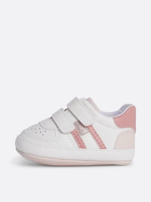 Tommy Hilfiger Sneaker mit Klettverschluss und Glitzer-Flag WHITE / PINK Cheap