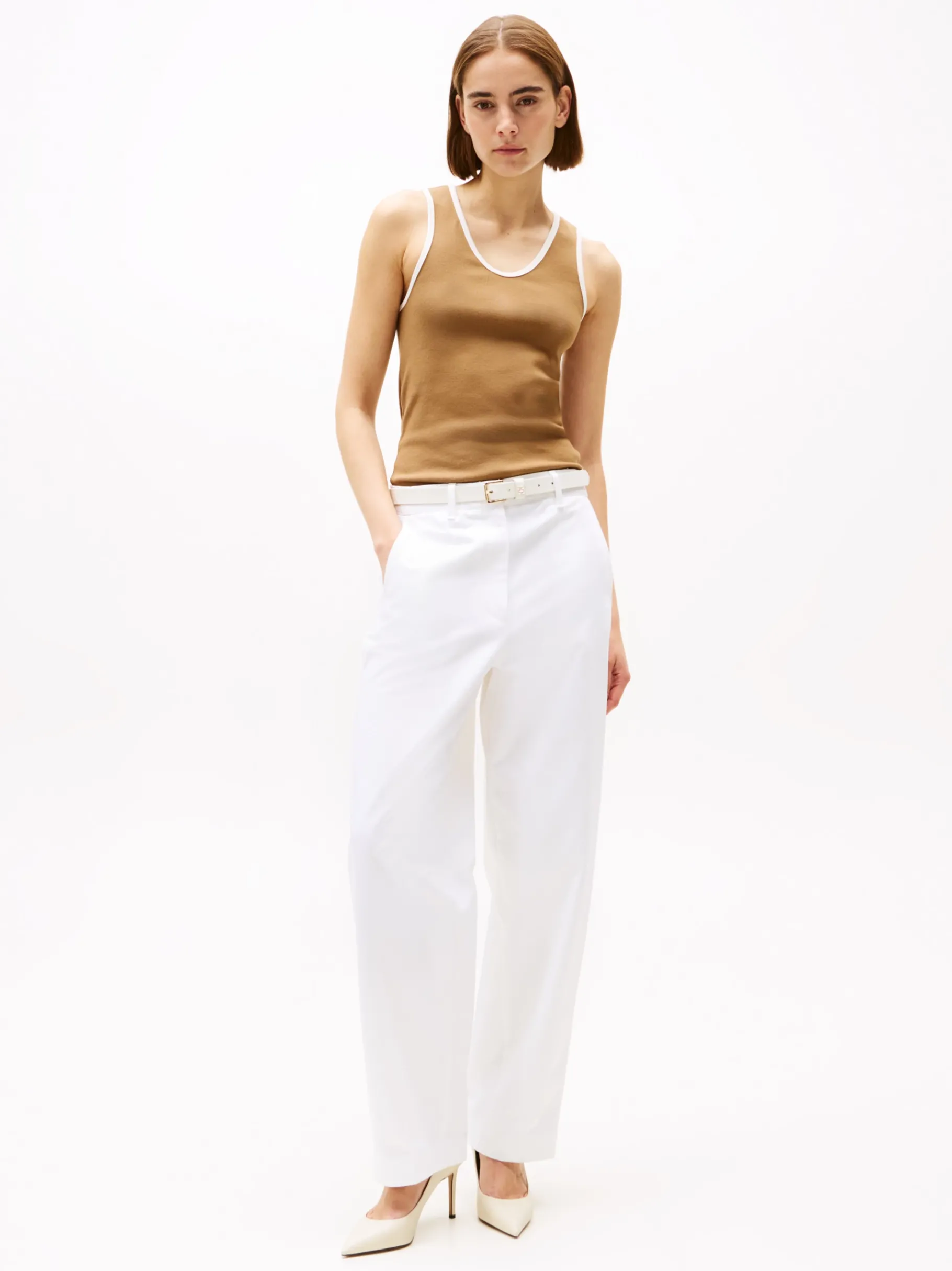 Tommy Hilfiger Spitzer Pumps aus Leder mit TH-Monogramm MUSLIN Clearance