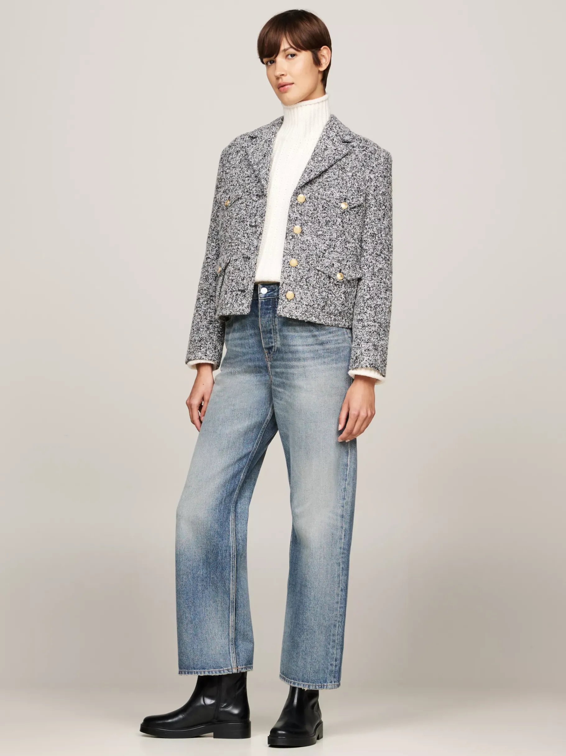 Tommy Hilfiger Stiefelette aus Leder mit Reißverschluss BLACK New