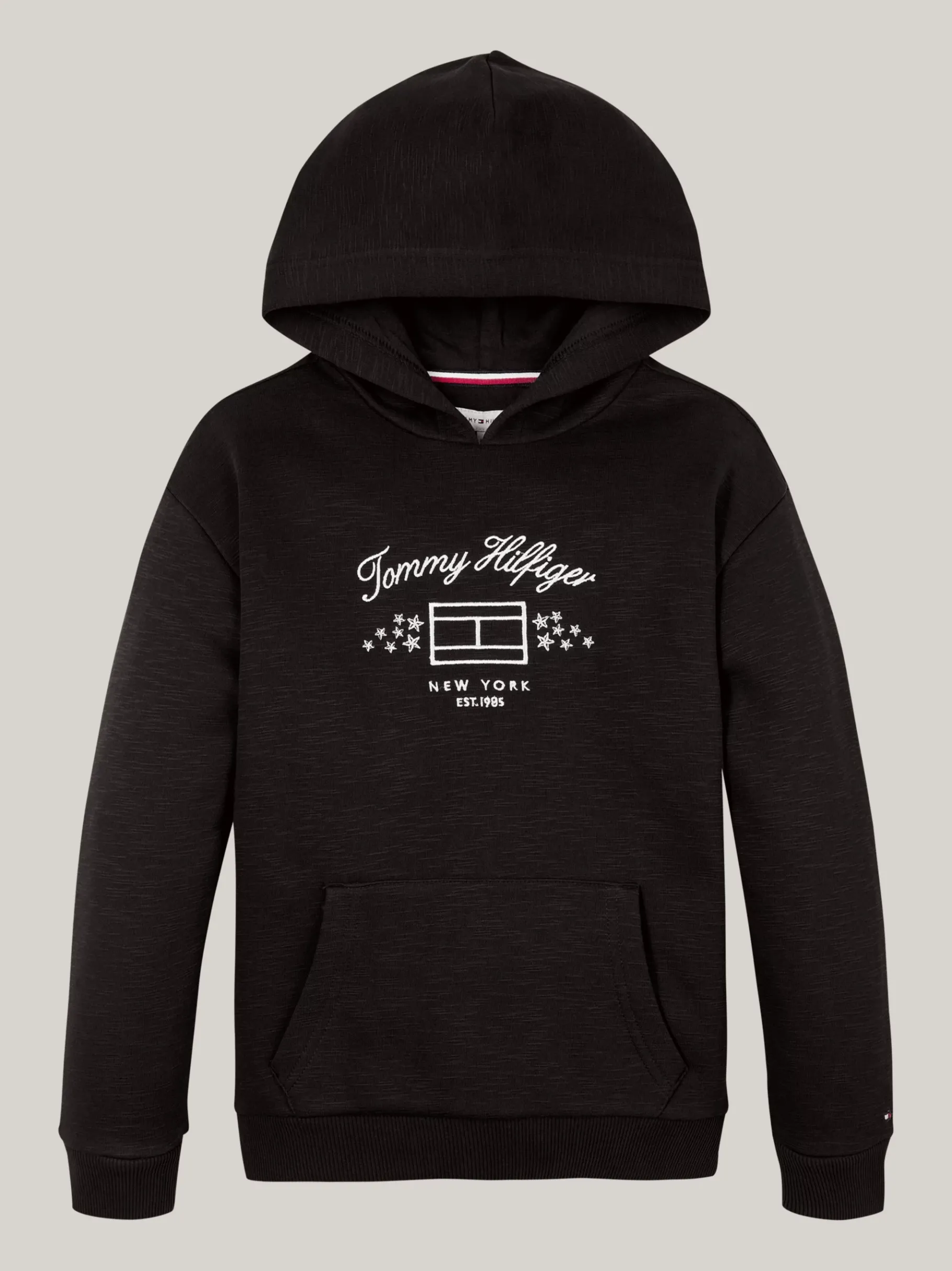 Tommy Hilfiger Strukturierter Fleece-Hoodie mit Logo BLACK Fashion