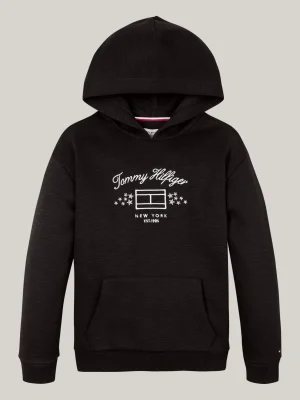 Tommy Hilfiger Strukturierter Fleece-Hoodie mit Logo BLACK Fashion