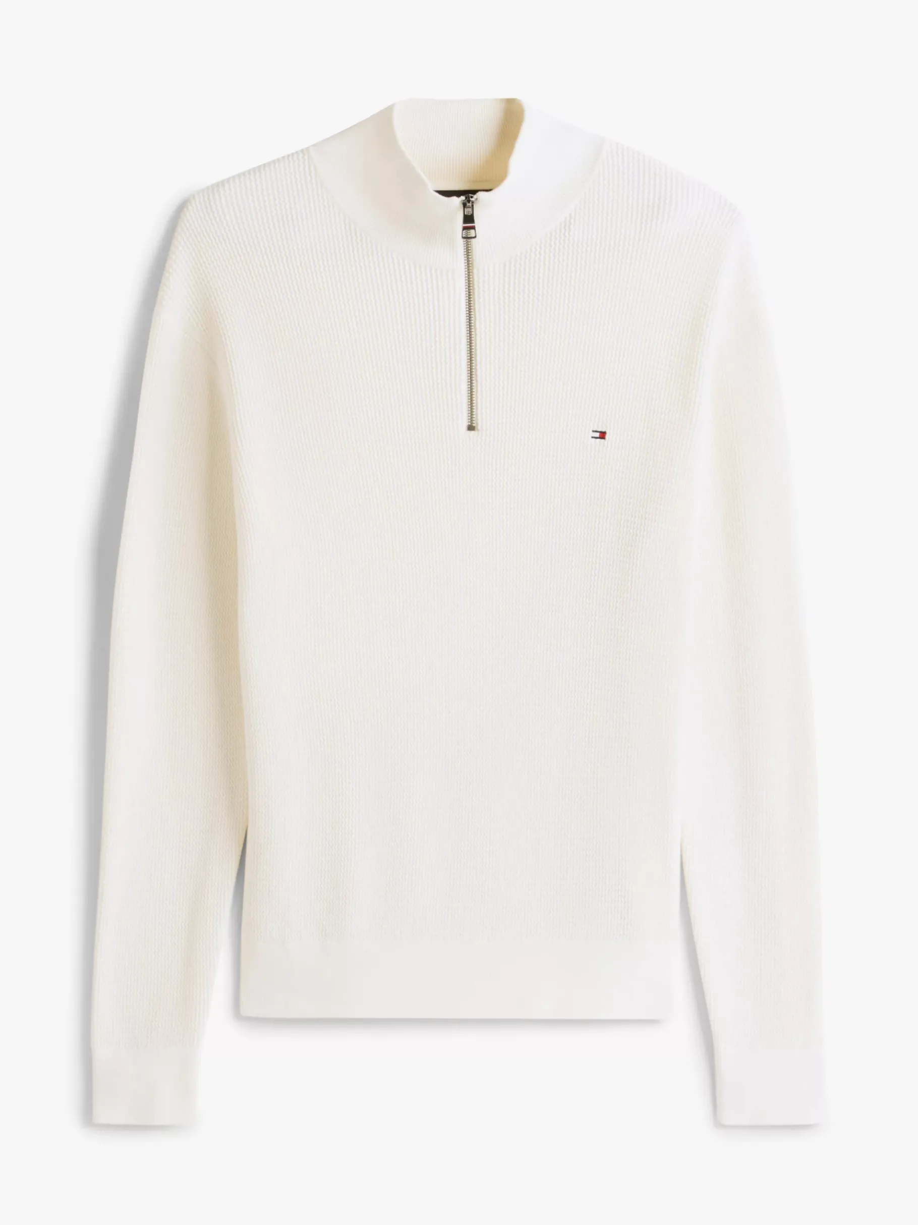 Tommy Hilfiger Strukturierter Pullover mit Viertel-Reißverschluss IVORY PETAL Fashion