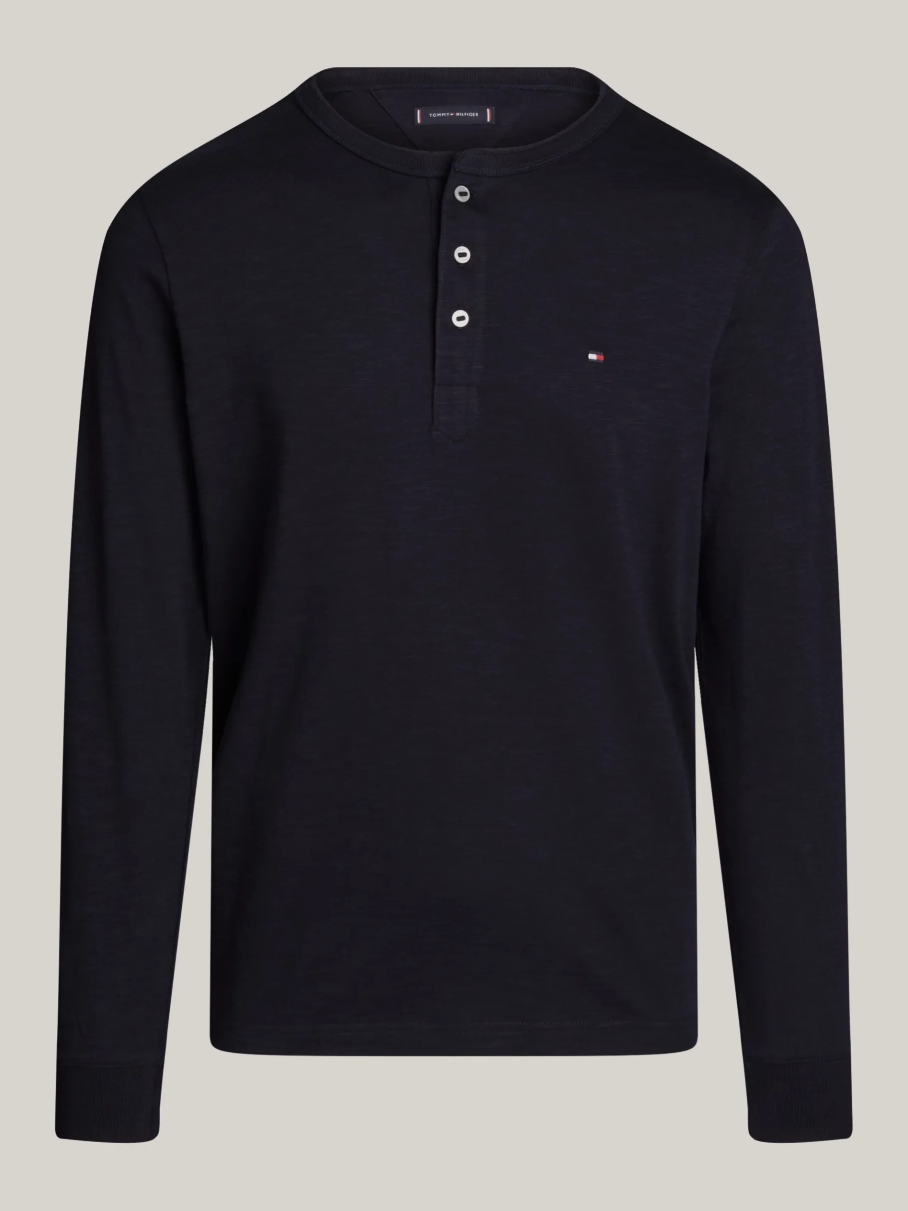 Tommy Hilfiger Strukturiertes Henley-Langarmshirt DESERT SKY Hot