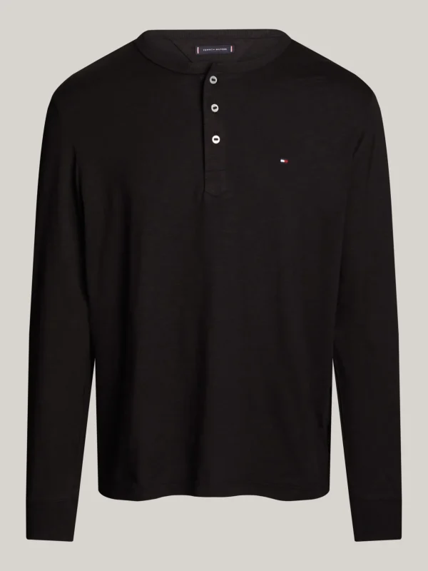 Tommy Hilfiger Strukturiertes Henley-Langarmshirt BLACK Best