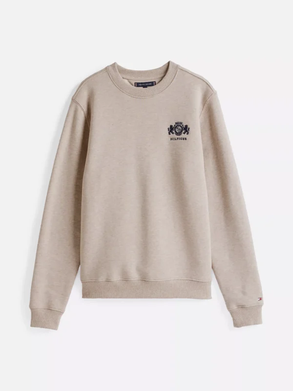 Tommy Hilfiger Sweatshirt mit aufgesticktem Logo HEATHERED PEBBLE Cheap