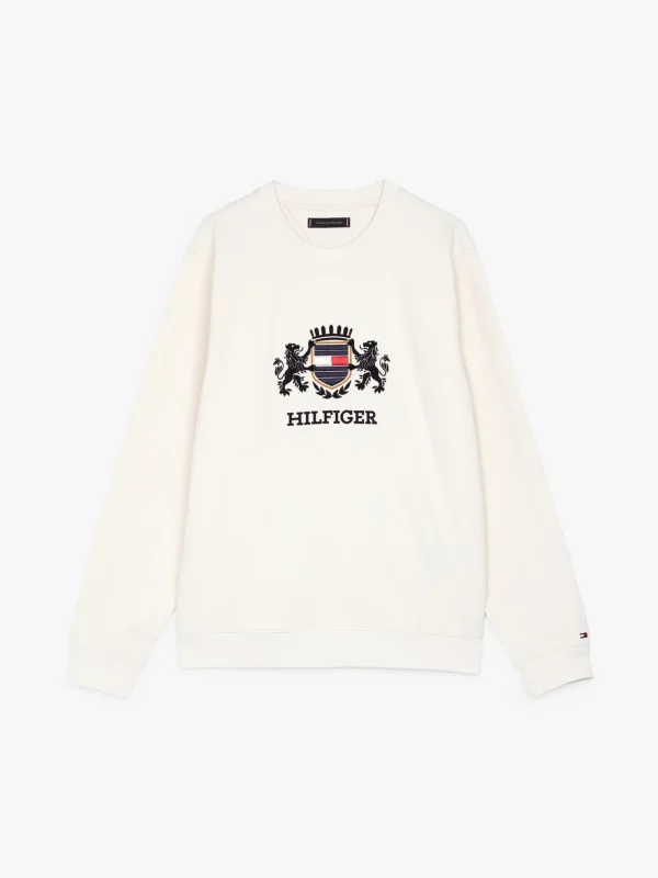 Tommy Hilfiger Sweatshirt mit Logo und Rundhalsausschnitt IVORY PETAL Best Sale