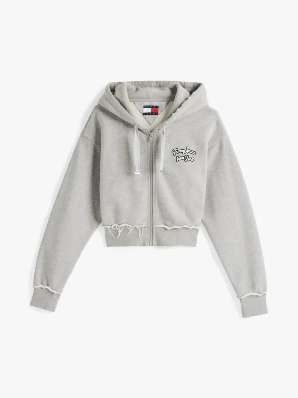 Tommy Hilfiger Sweatshirt mit Rücken-Logo und Reißverschluss GREY HTR Cheap
