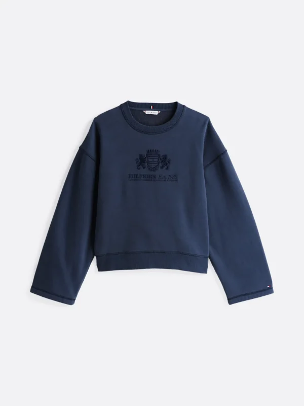 Tommy Hilfiger Sweatshirt mit weiten Ärmeln und Logo MILITARY DENIM Best Sale