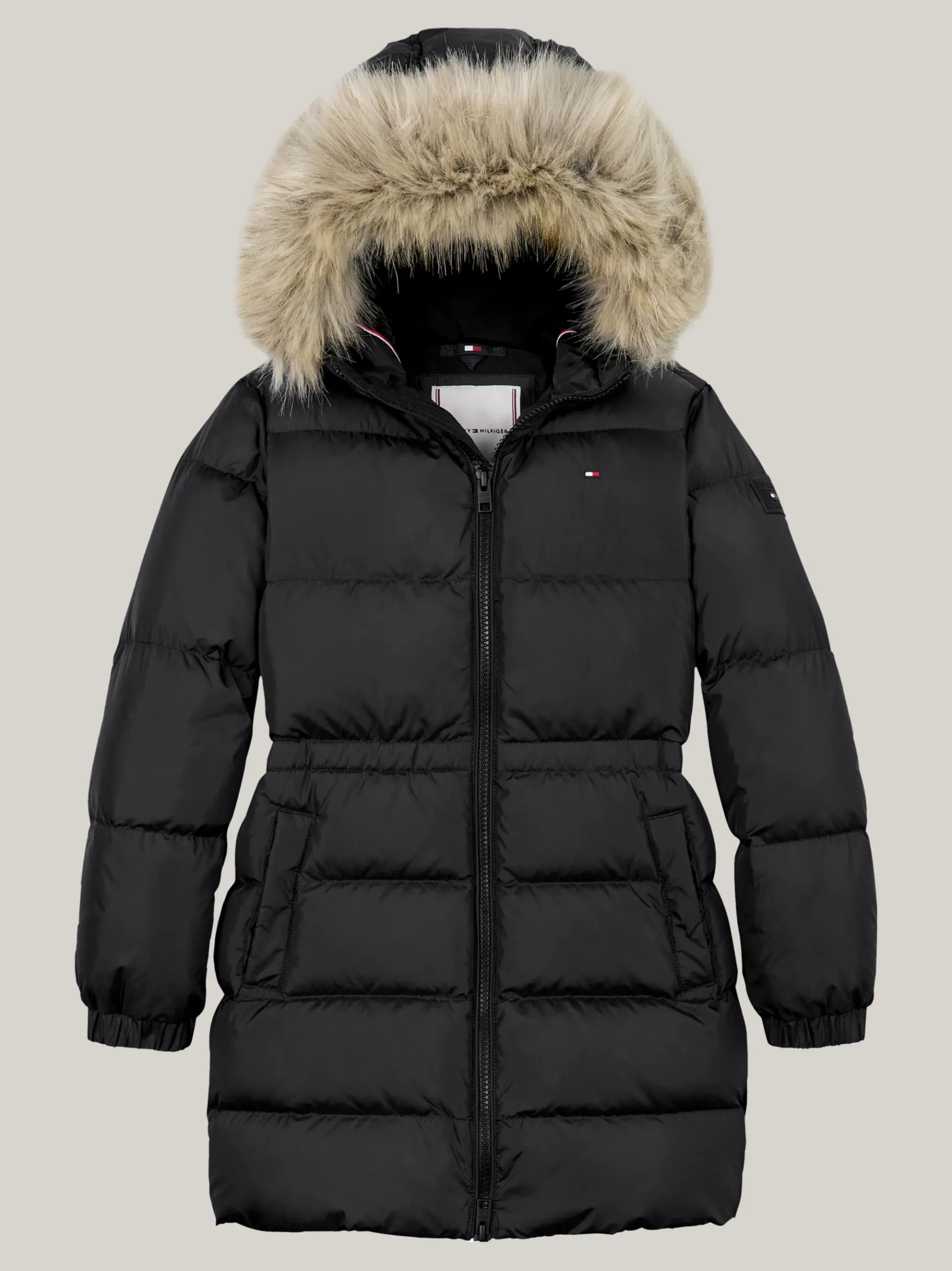 Tommy Hilfiger Taillierte Longline Puffer-Daunenjacke BLACK Shop
