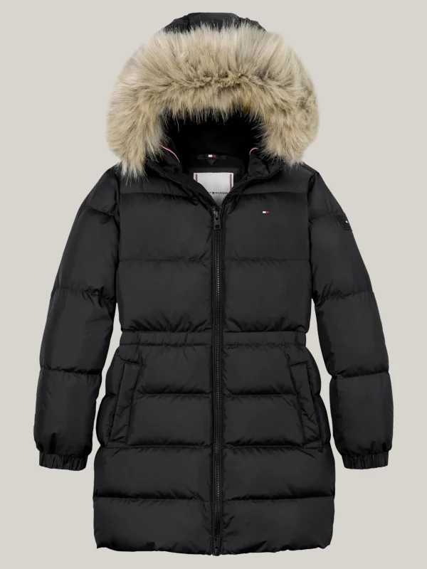 Tommy Hilfiger Taillierte Longline Puffer-Daunenjacke BLACK Shop