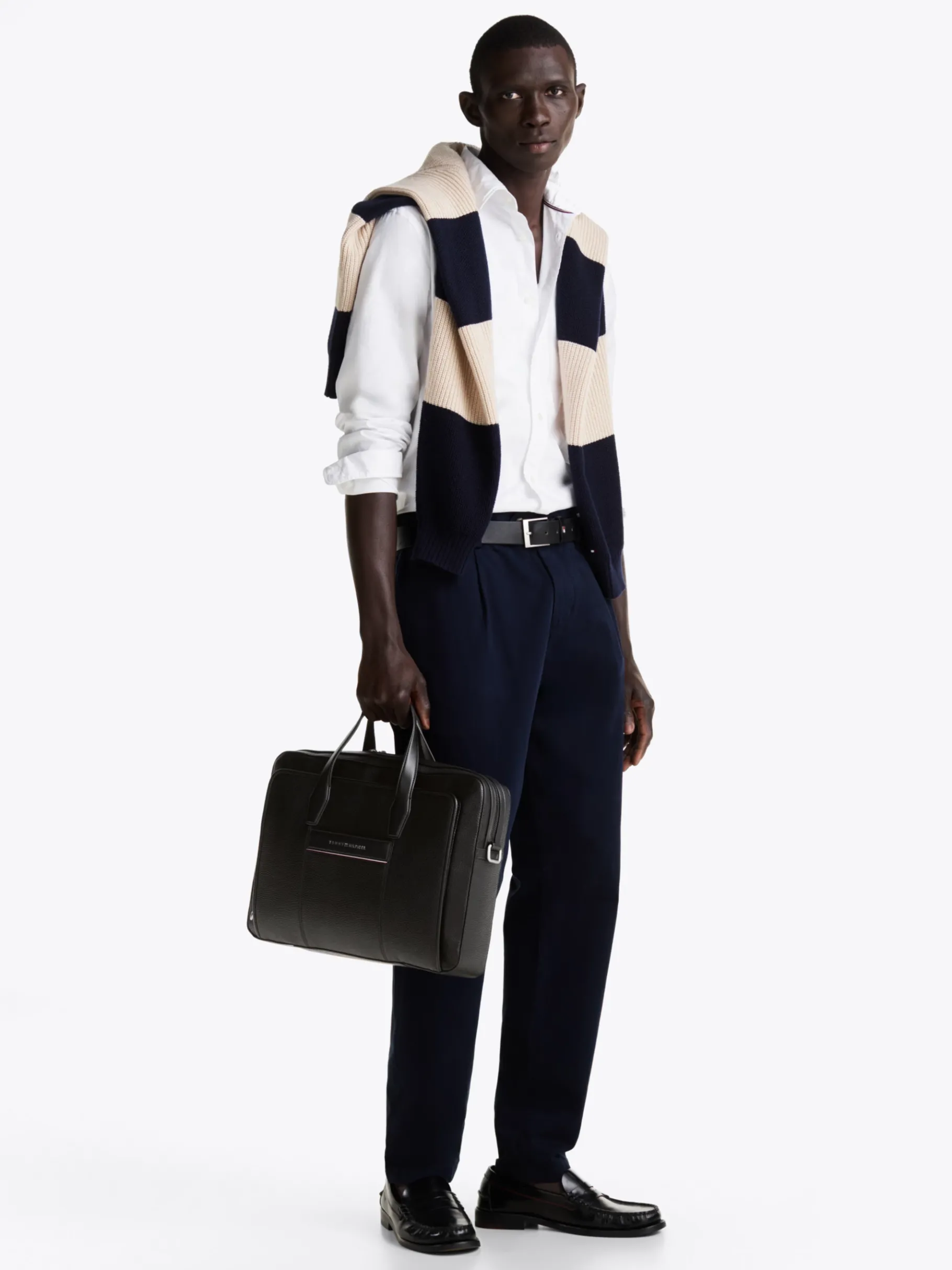 Tommy Hilfiger TH Business Corporate schmale Laptop-Tasche BLACK Cheap