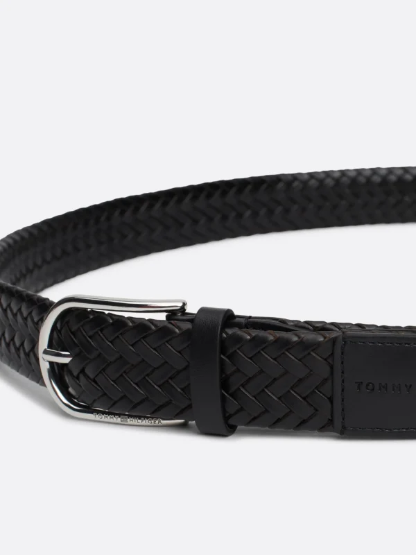 Tommy Hilfiger TH Business geflochtener Ledergürtel BLACK Shop
