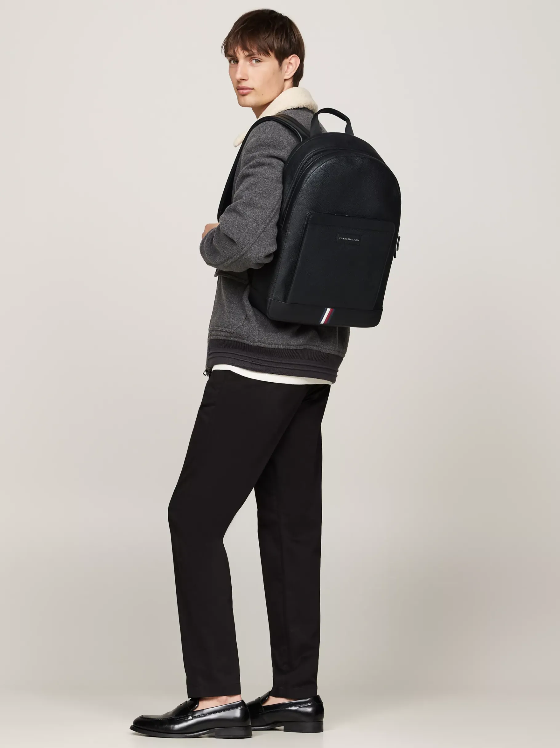 Tommy Hilfiger TH Business genarbter Rucksack BLACK New