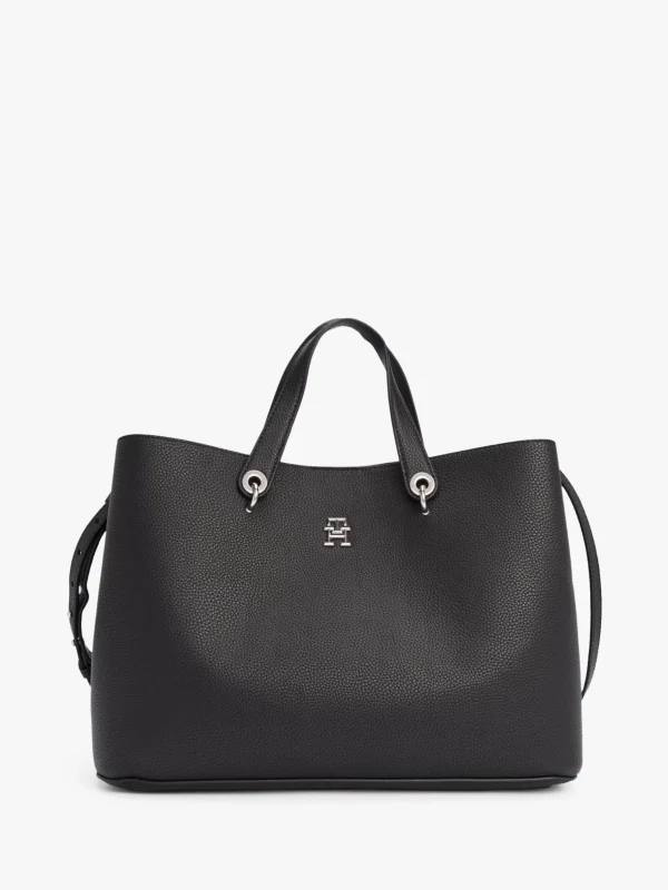 Tommy Hilfiger TH Emblem Satchel BLACK Cheap