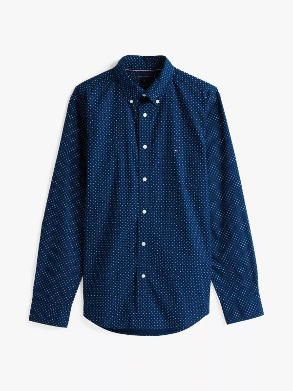 Tommy Hilfiger TH Flex gepunktetes Regular Fit Hemd NIGHT SKY / MULTI DOT Discount