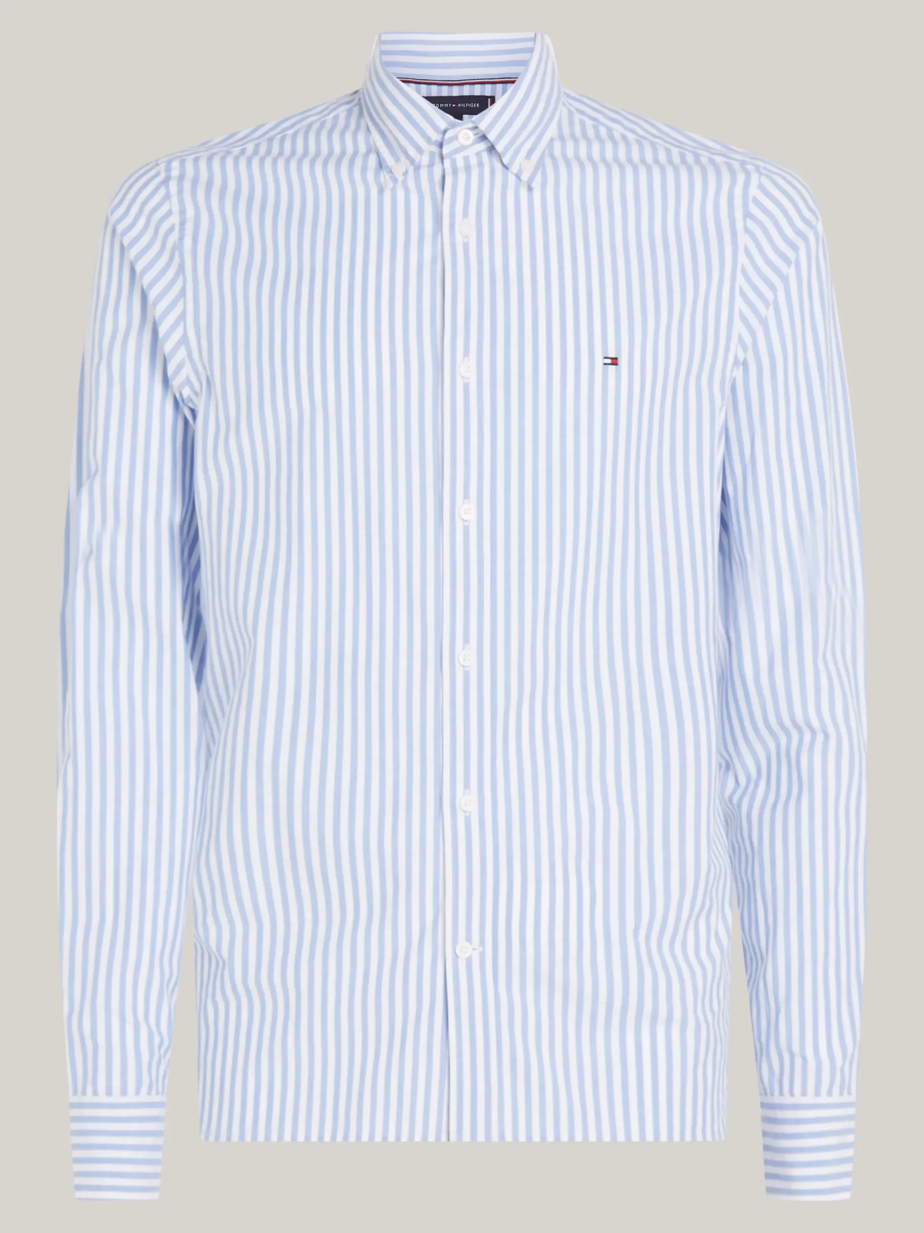 Tommy Hilfiger TH Flex gestreiftes Slim Fit Popelinehemd VESSEL BLUE / OPTIC WHITE Outlet