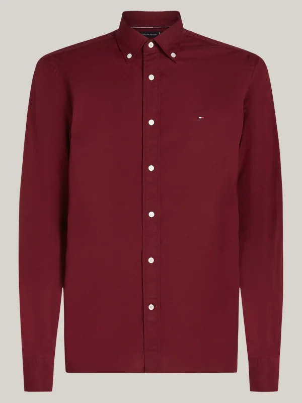 Tommy Hilfiger TH Flex Regular Fit Popelinehemd DEEP ROUGE Online
