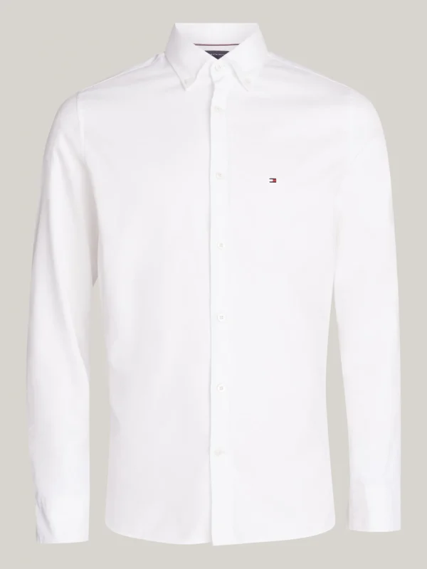 Tommy Hilfiger TH Flex Slim Fit Hemd in Dobby-Webung OPTIC WHITE Discount