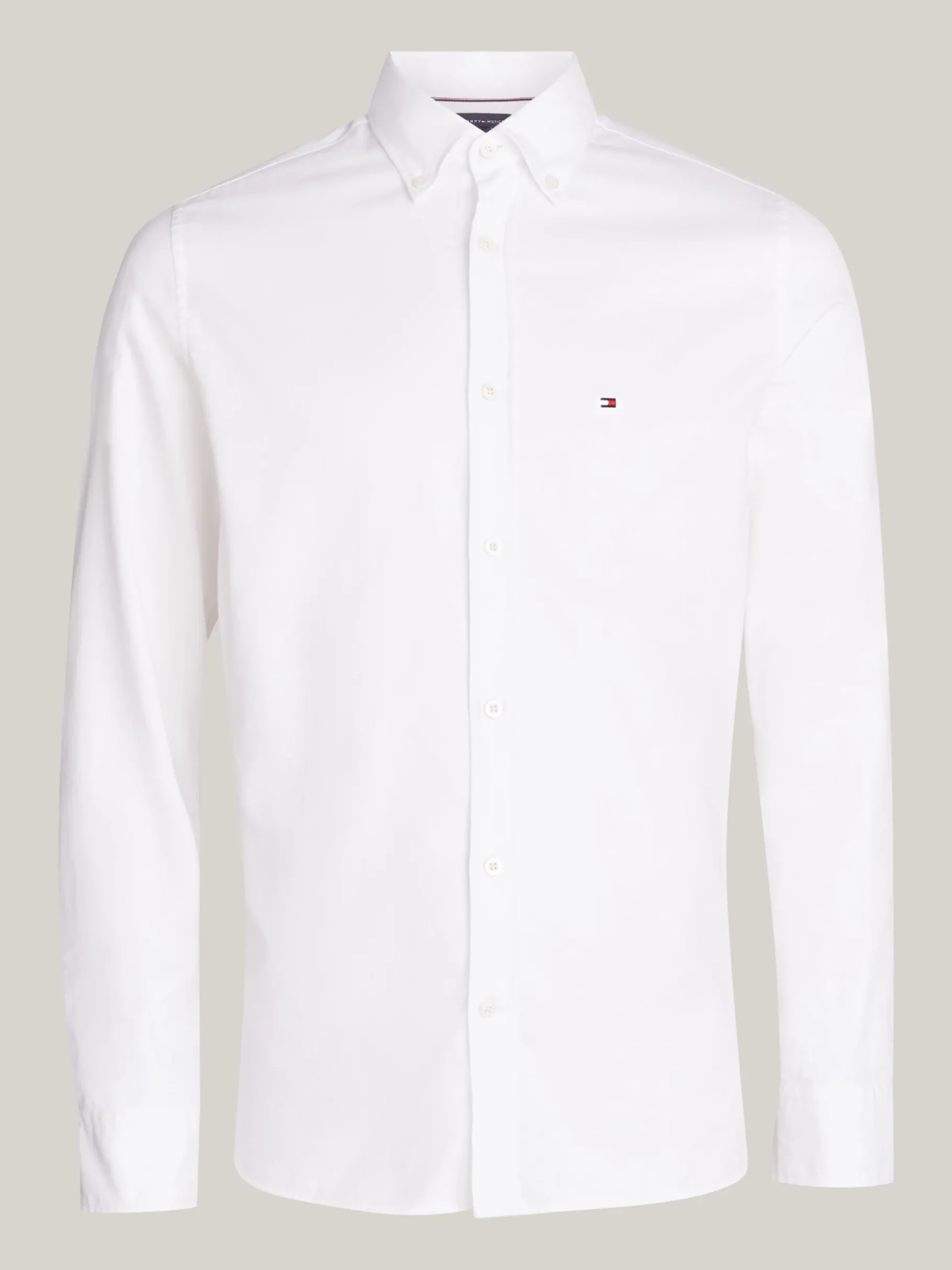 Tommy Hilfiger TH Flex Slim Fit Hemd in Dobby-Webung OPTIC WHITE Discount