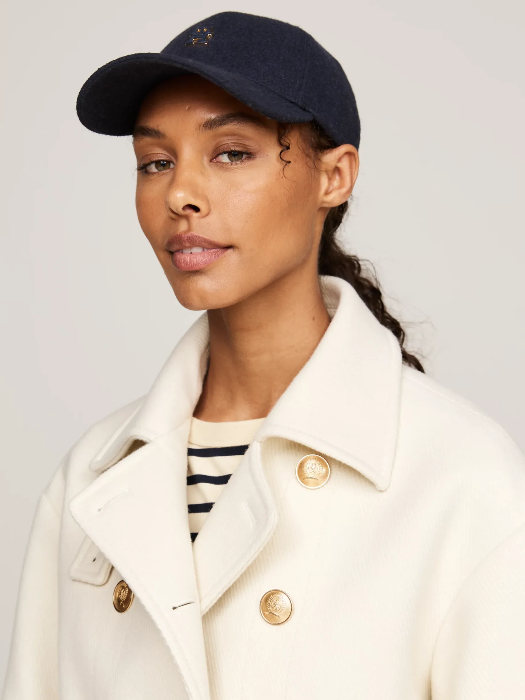 Tommy Hilfiger TH Monogram Baseball-Cap aus Wollmix SPACE BLUE Flash Sale