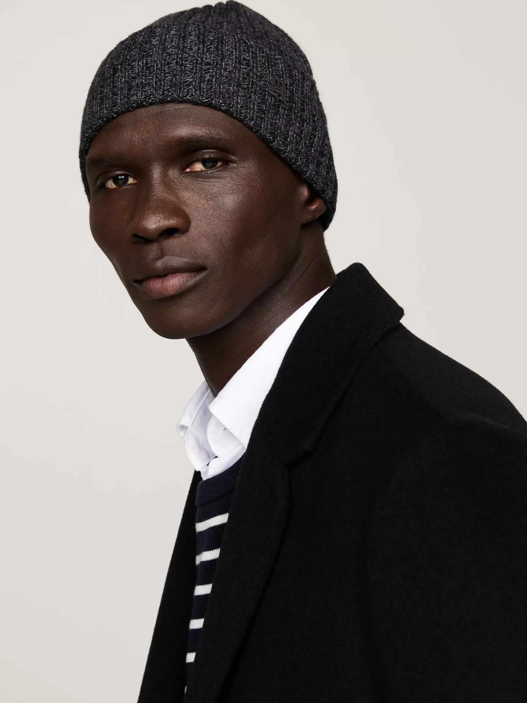 Tommy Hilfiger TH Monogram Beanie aus Wollmix mit Kaschmir BLACK Cheap