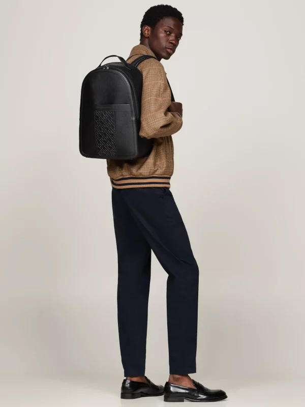 Tommy Hilfiger TH Monogram Rucksack mit genarbtem Finish BLACK Cheap