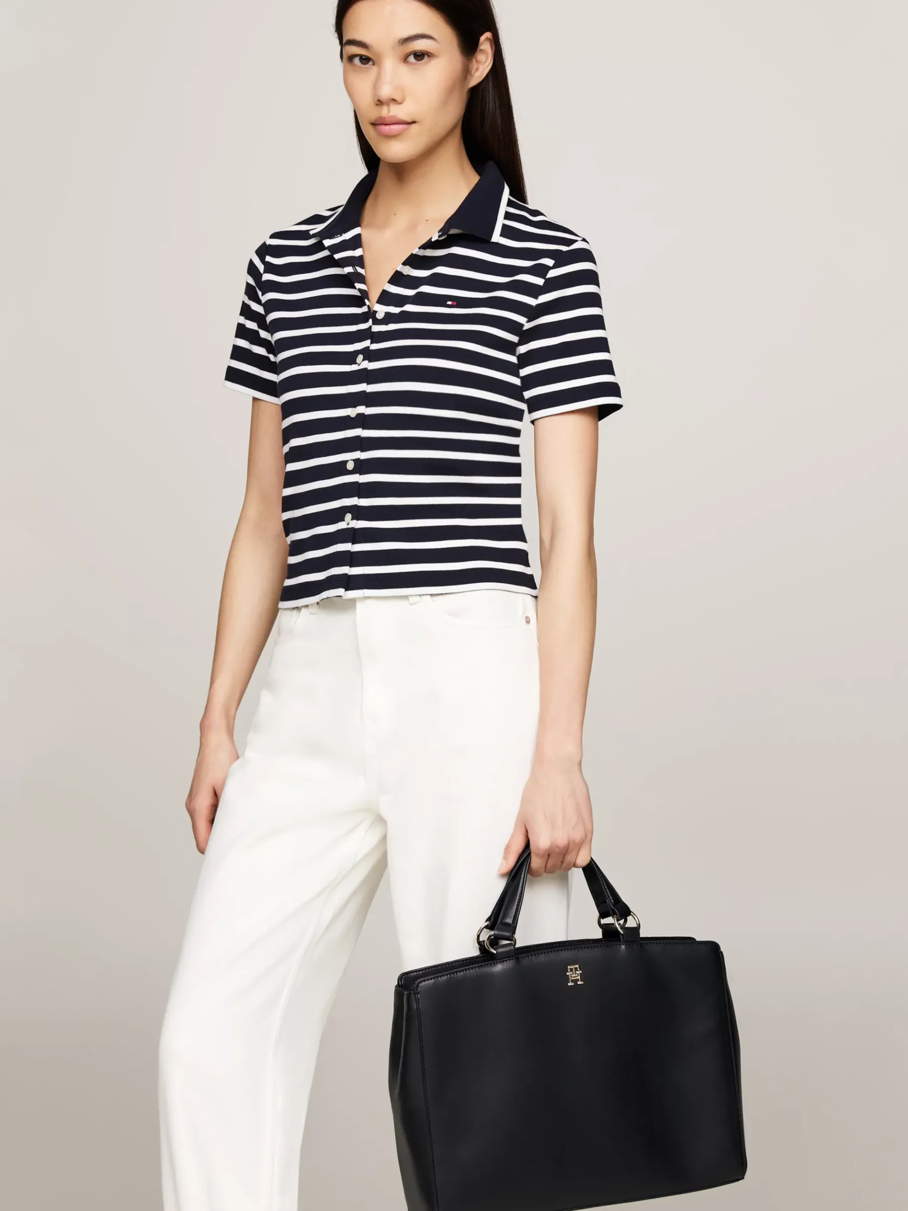 Tommy Hilfiger TH Monogram Satchel BLACK Hot