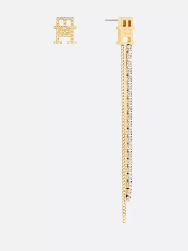 Tommy Hilfiger TH Monogram vergoldete Ohrringe mit Kristall TWO TONE Flash Sale