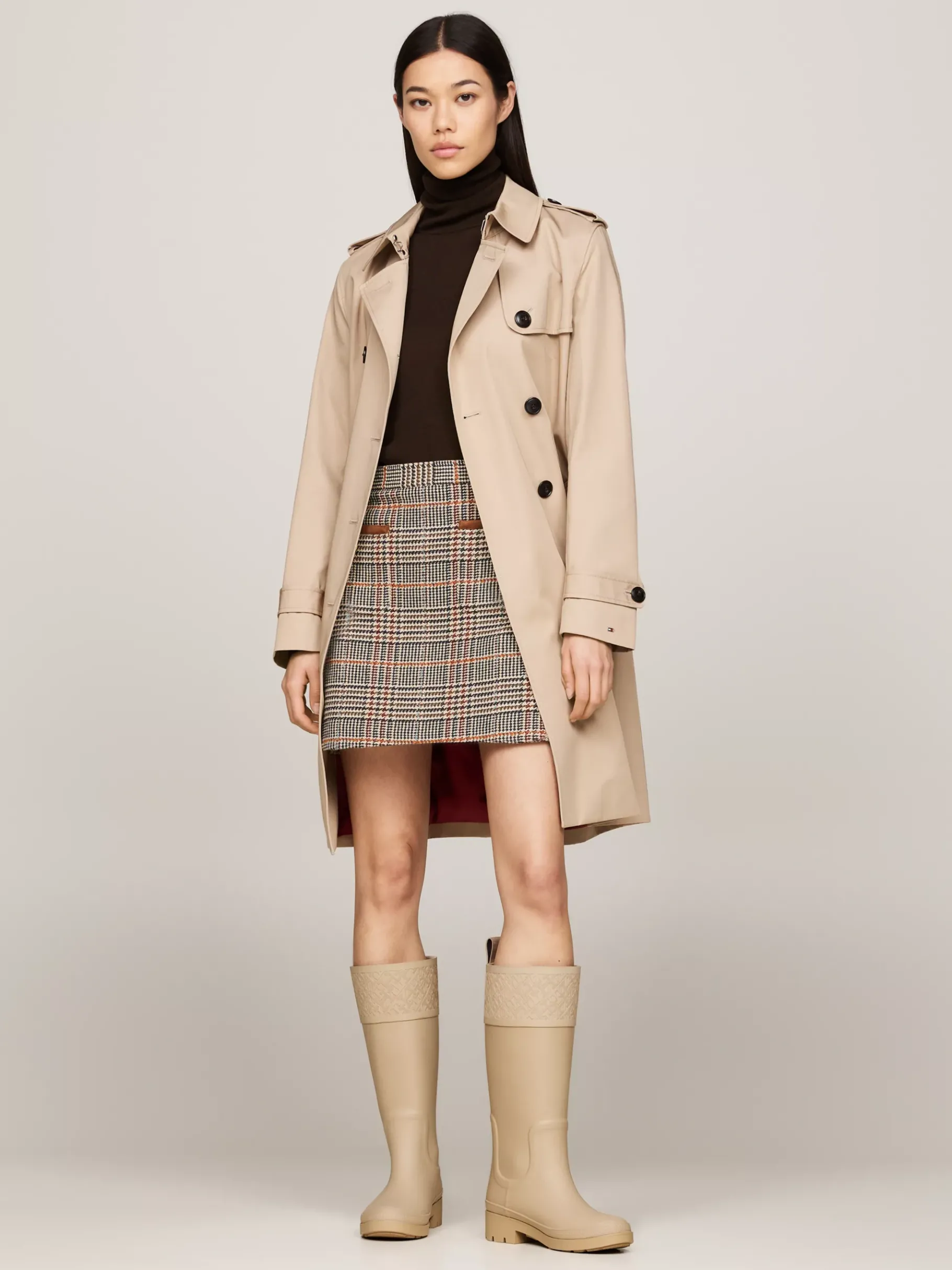 Tommy Hilfiger TH Monogramm Gummistiefel mit Muster BEIGE Outlet