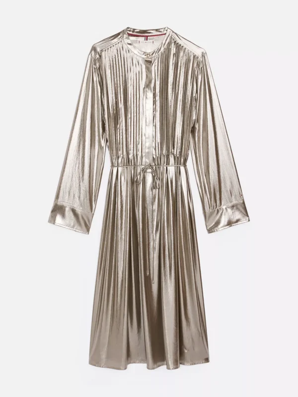 Tommy Hilfiger TH x Festive Partykleid in Midi-Länge METALLIC GOLD Fashion