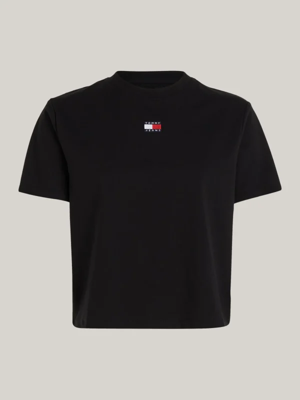 Tommy Hilfiger Tommy Badge Boxy Fit Rundhals-T-Shirt BLACK Cheap
