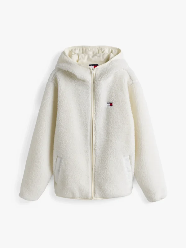 Tommy Hilfiger Tommy Badge Fleece-Hoodie mit Reißverschluss ANCIENT WHITE New