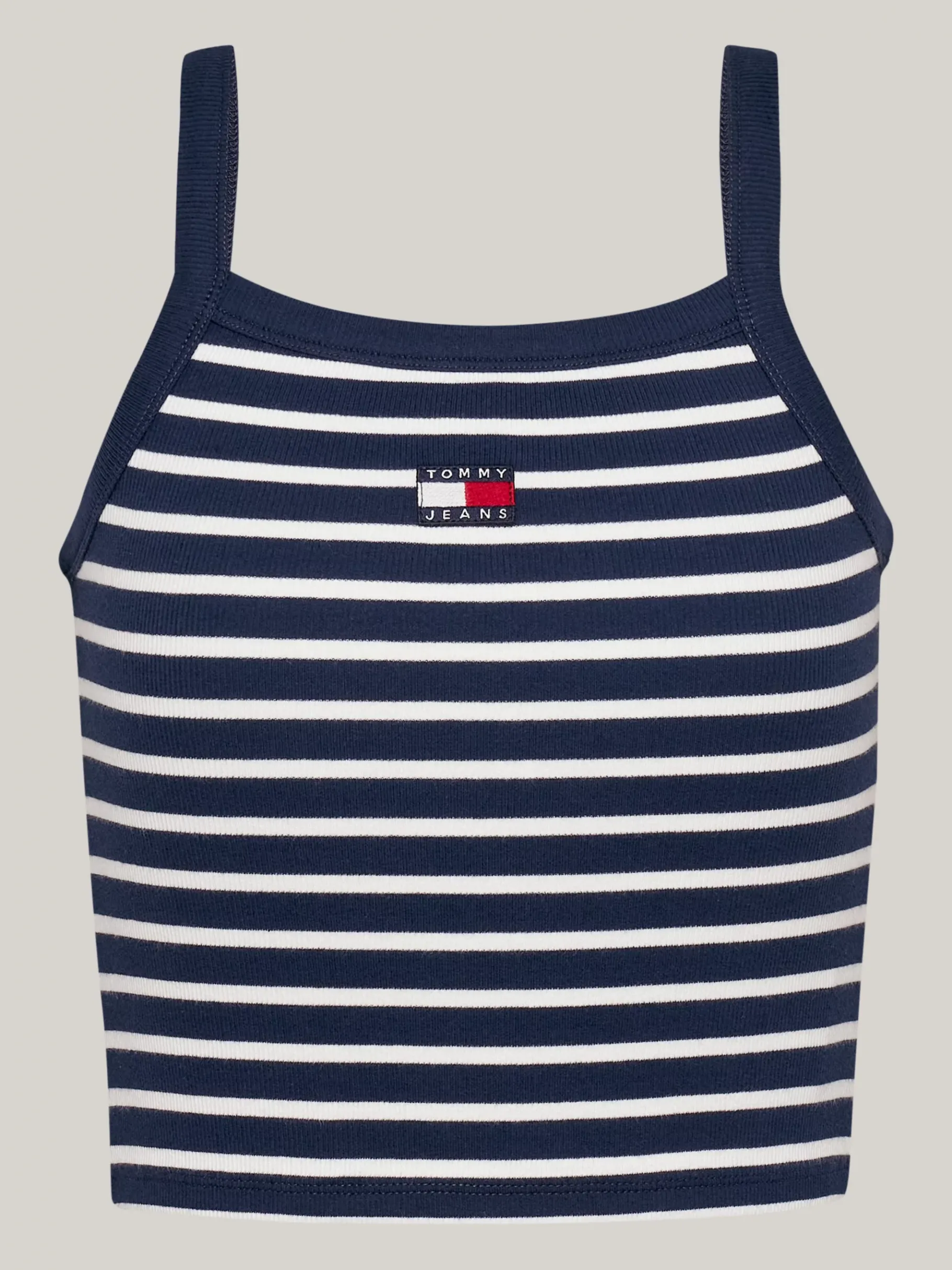 Tommy Hilfiger Tommy Badge geripptes Crop Top DARK NIGHT NAVY / STRIPE Store