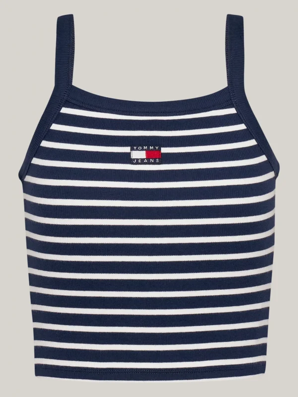Tommy Hilfiger Tommy Badge geripptes Crop Top DARK NIGHT NAVY / STRIPE Store