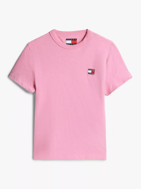 Tommy Hilfiger Tommy Badge Rundhals-T-Shirt PINK CRUSH HTR Sale