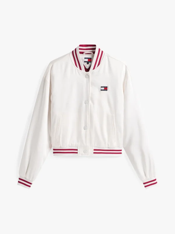 Tommy Hilfiger Tommy Badge Satin-Bomberjacke ANCIENT WHITE Online