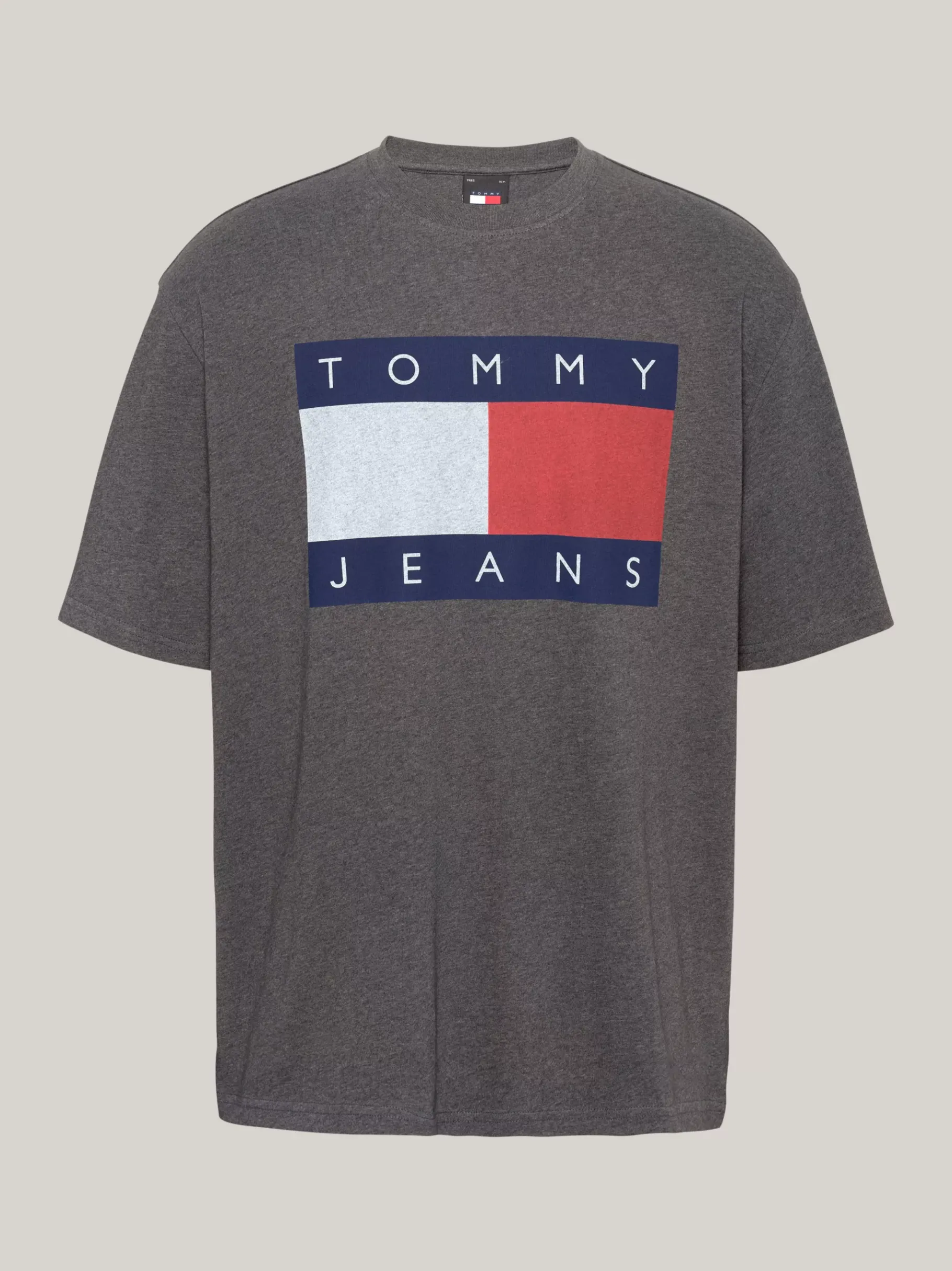 Tommy Hilfiger Tommy Flag Oversized Fit T-Shirt mit Badge NEW CHARCOAL MELANGE New