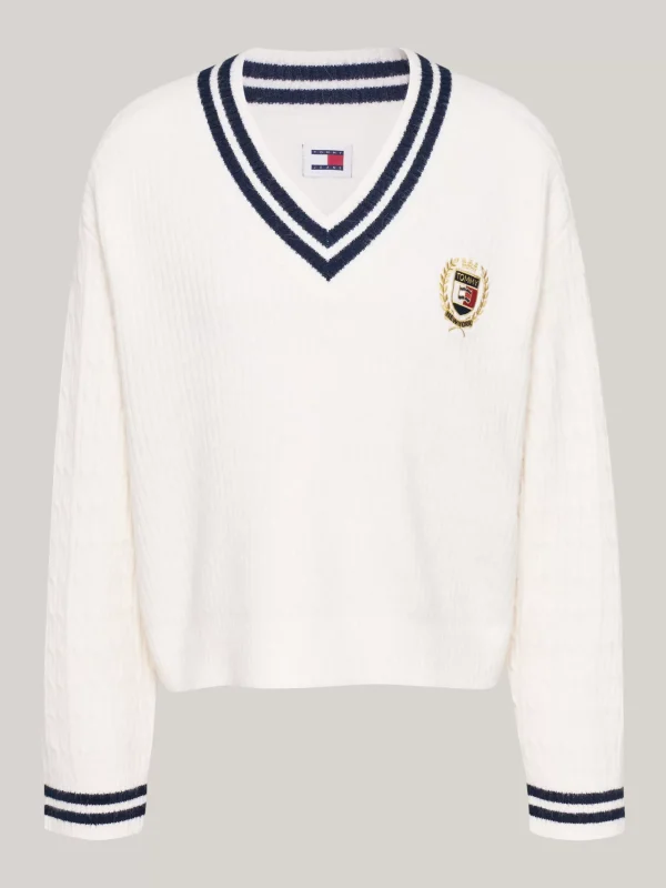 Tommy Hilfiger Tommy Prep Pullover mit Zopfmuster ANCIENT WHITE Cheap