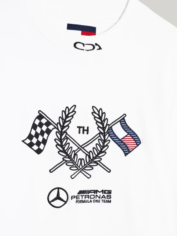 Tommy Hilfiger Tommy x Mercedes F1 x CR Langarmshirt mit Logo WHITE New
