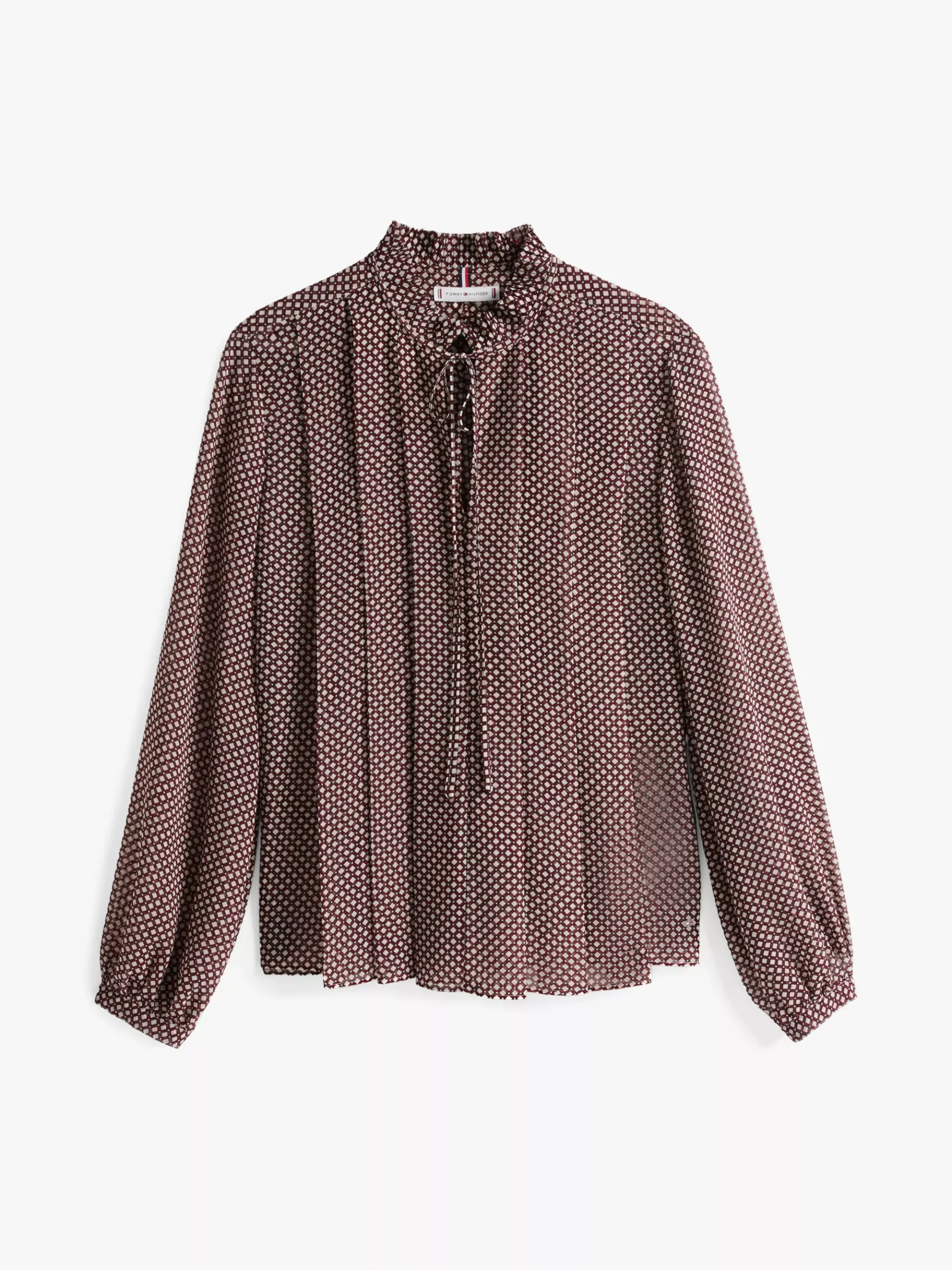 Tommy Hilfiger Transparente Relaxed Fit Bluse mit Print MINI GEO PRIMARY RED New