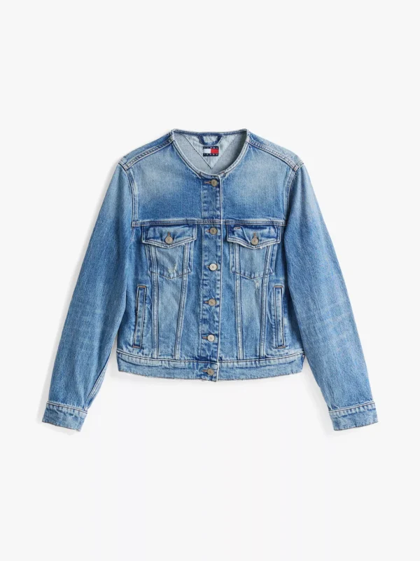 Tommy Hilfiger Trucker-Jeansjacke ohne Kragen DENIM MEDIUM Shop