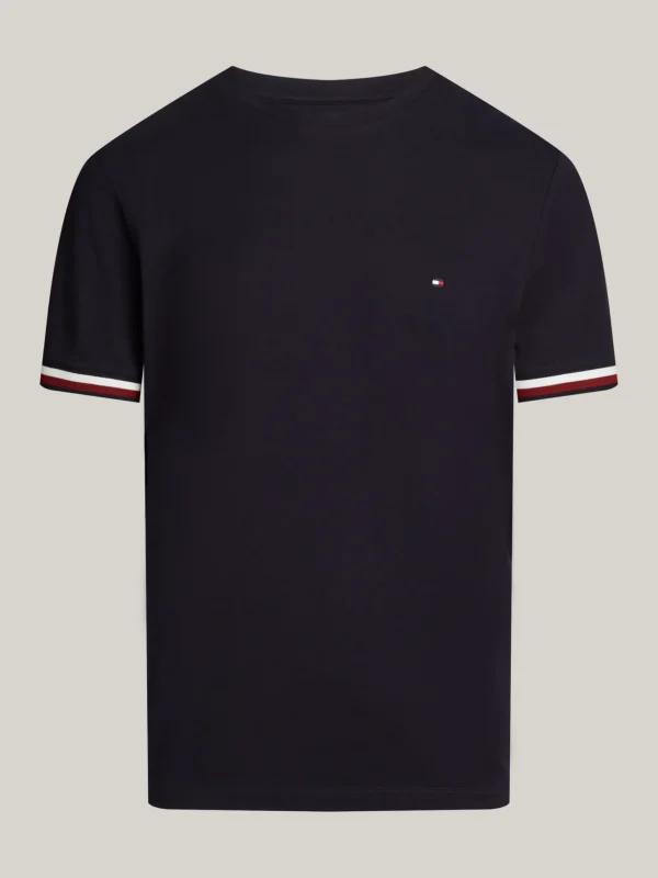 Tommy Hilfiger T-Shirt aus Piqué mit gestreiften Bündchen DESERT SKY New