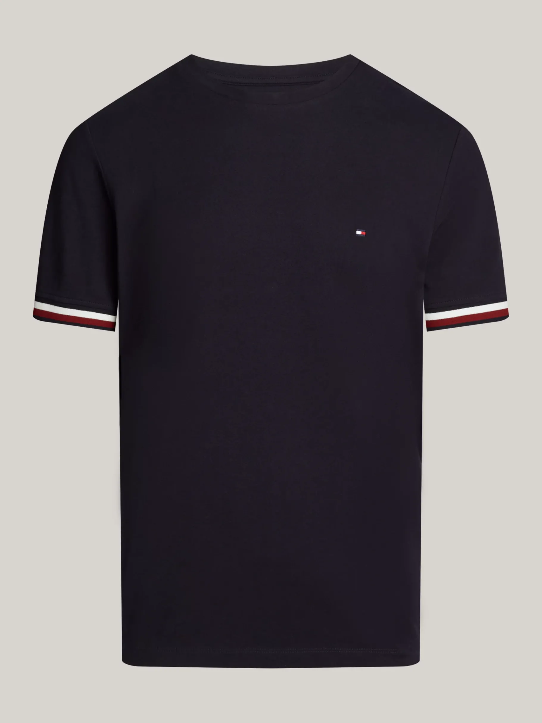 Tommy Hilfiger T-Shirt aus Piqué mit gestreiften Bündchen DESERT SKY New